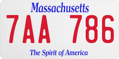 MA license plate 7AA786