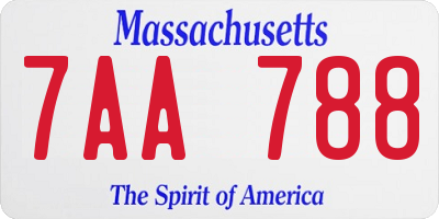 MA license plate 7AA788