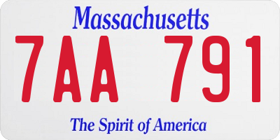 MA license plate 7AA791