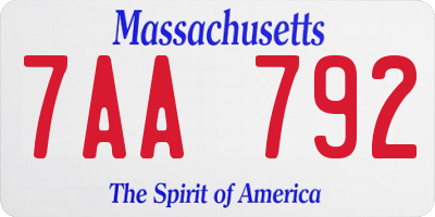 MA license plate 7AA792