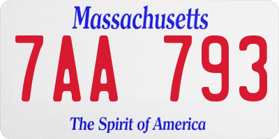 MA license plate 7AA793