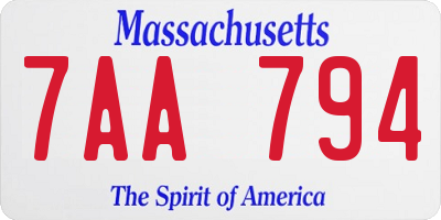 MA license plate 7AA794