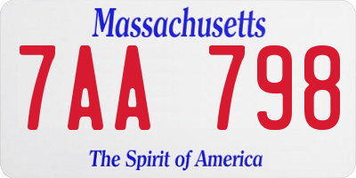 MA license plate 7AA798