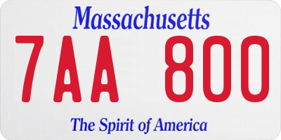 MA license plate 7AA800
