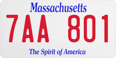 MA license plate 7AA801
