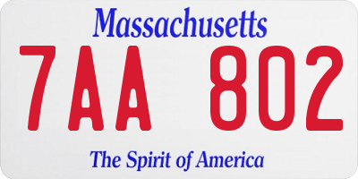 MA license plate 7AA802