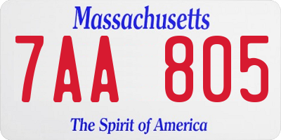 MA license plate 7AA805