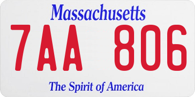 MA license plate 7AA806