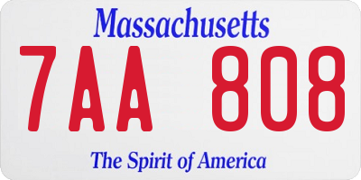 MA license plate 7AA808