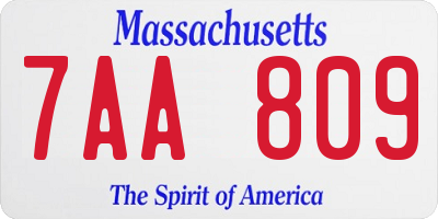 MA license plate 7AA809