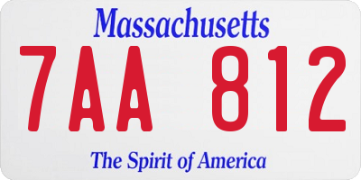 MA license plate 7AA812