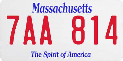 MA license plate 7AA814