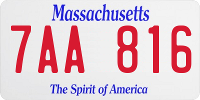 MA license plate 7AA816