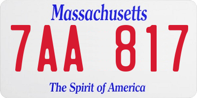 MA license plate 7AA817