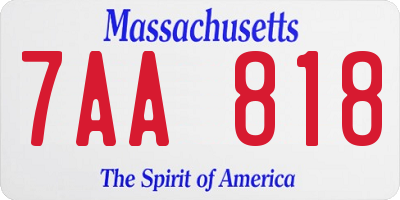 MA license plate 7AA818