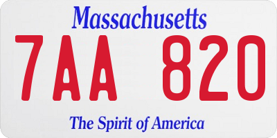 MA license plate 7AA820