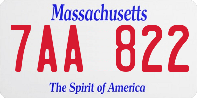 MA license plate 7AA822