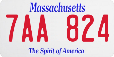 MA license plate 7AA824