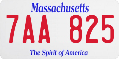 MA license plate 7AA825