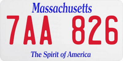 MA license plate 7AA826