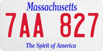 MA license plate 7AA827