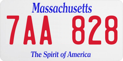 MA license plate 7AA828