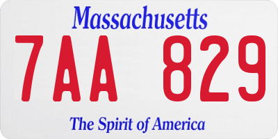 MA license plate 7AA829
