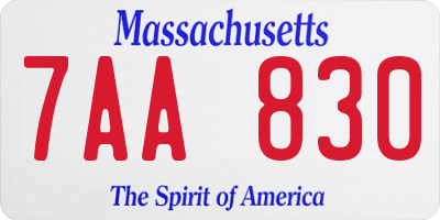 MA license plate 7AA830