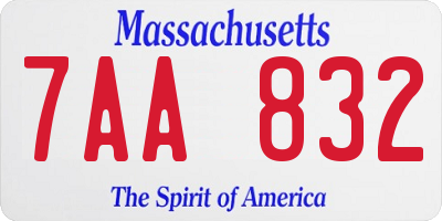 MA license plate 7AA832