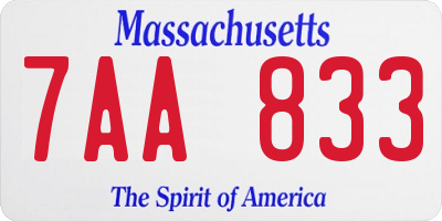 MA license plate 7AA833