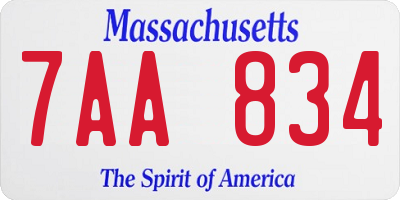 MA license plate 7AA834