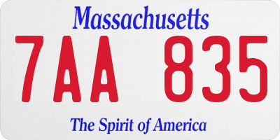 MA license plate 7AA835