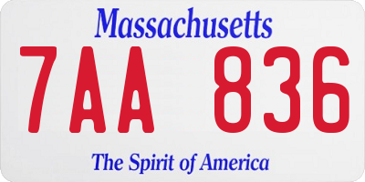 MA license plate 7AA836