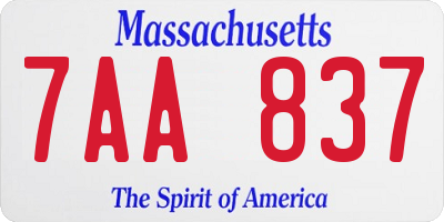 MA license plate 7AA837