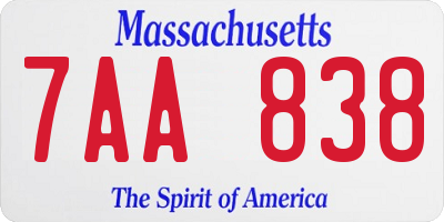 MA license plate 7AA838