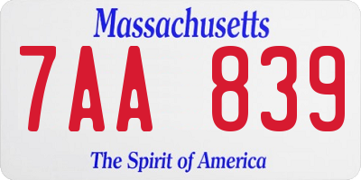 MA license plate 7AA839
