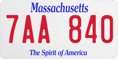 MA license plate 7AA840