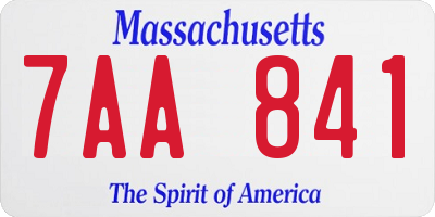 MA license plate 7AA841
