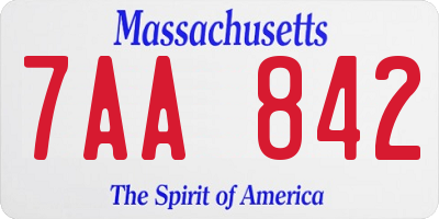 MA license plate 7AA842
