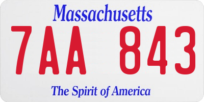 MA license plate 7AA843