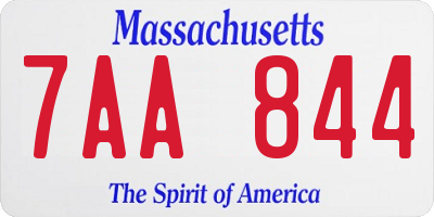 MA license plate 7AA844