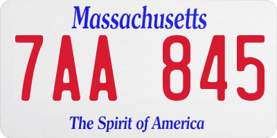 MA license plate 7AA845