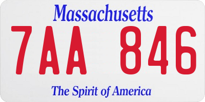MA license plate 7AA846