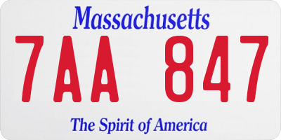 MA license plate 7AA847
