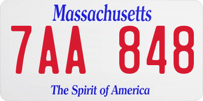 MA license plate 7AA848