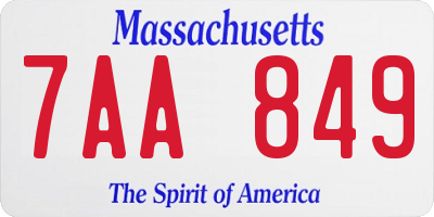 MA license plate 7AA849