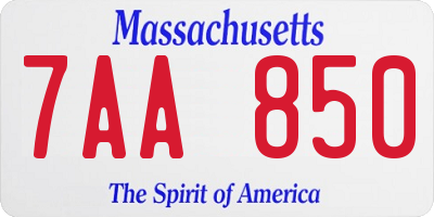 MA license plate 7AA850