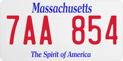 MA license plate 7AA854