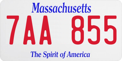 MA license plate 7AA855