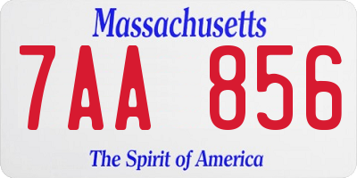 MA license plate 7AA856